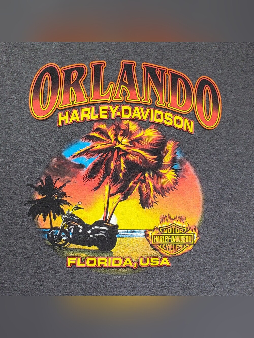 Harley Davidson Orlando FL Flames Double Sided Graphic T-Shirt - Size 3XL - GUC